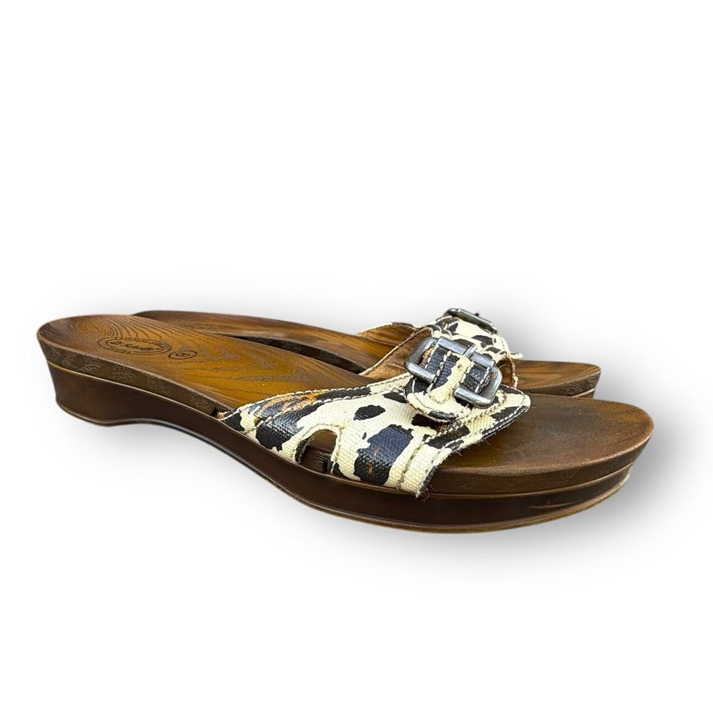 Dr. Scholl's Advanced Comfort Leopart Print Animal Faux Wood Sandals size 8 - Picture 6 of 12